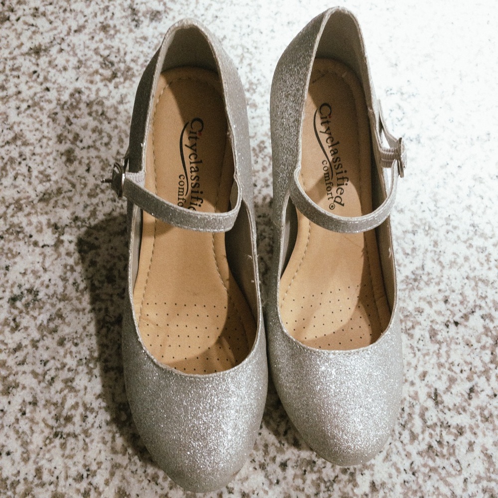 Silver Mary Janes